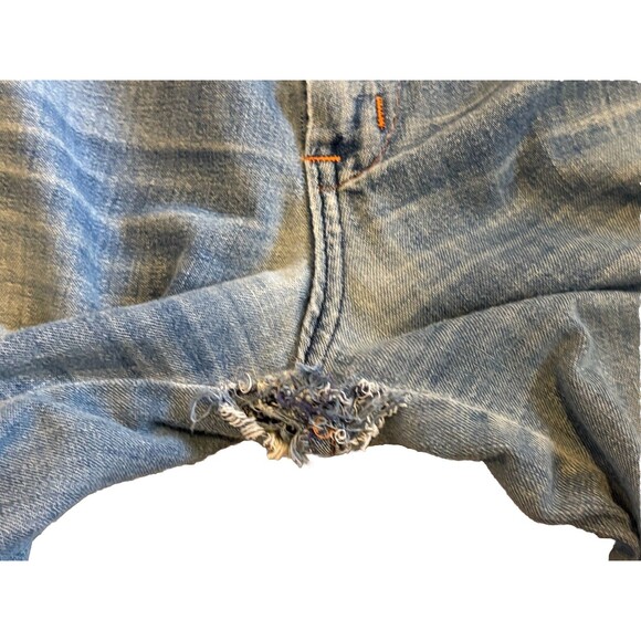 VINTAGE PlushBottoms Denim Jeans Flare Leg 70's Mod Boho FLAW - Picture 3 of 10